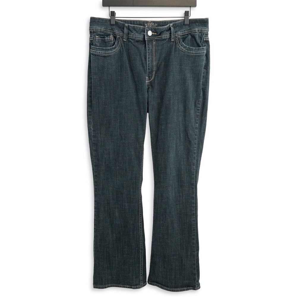 Lee Riders Jeans Womens 18 M Dark‎ Blue Wash Bootcut Tummy Control Stretch Denim